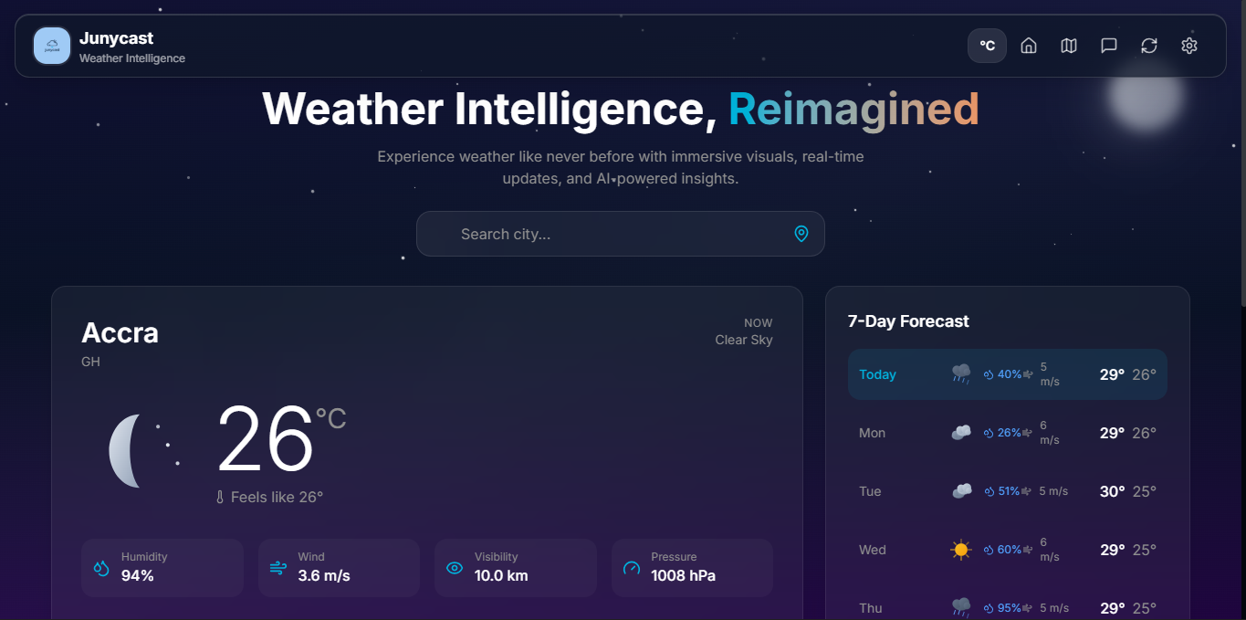 JunyCast – Weather Web App