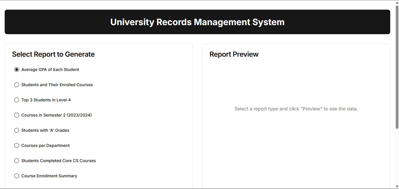 University Record Management System